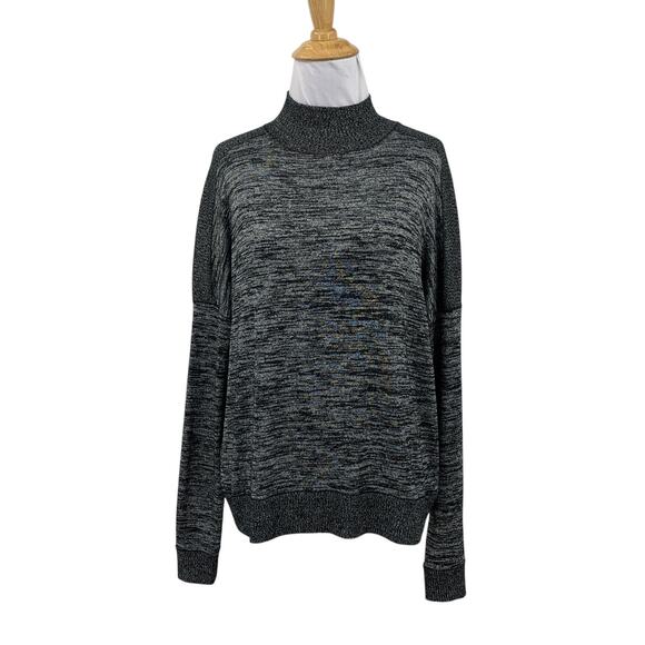 Rag & Bone Sweater Womens XS Extra Small Black Gray Avryl Marled Mock Stretch - Picture 1 of 10